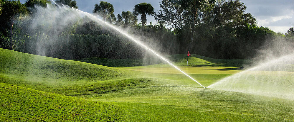 A Florida golf course being irrigated with reclaimed water